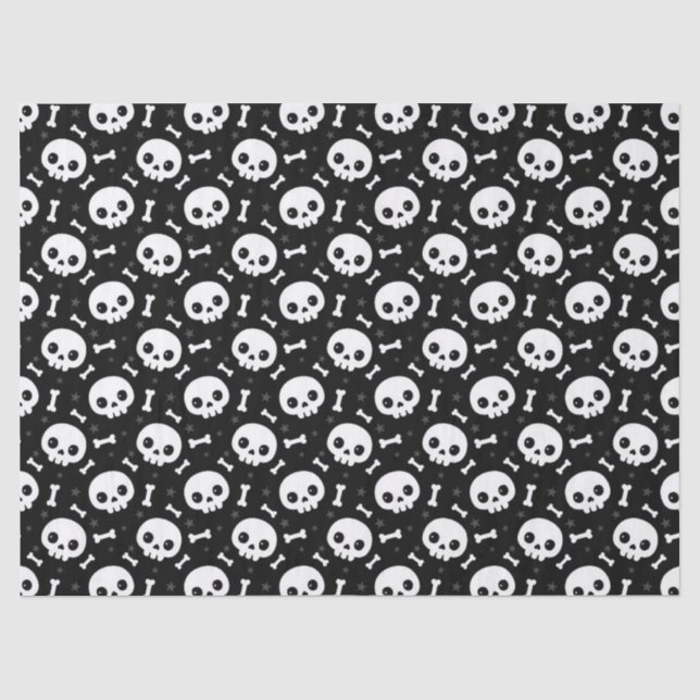 Cute Skull & Bones Halloween Pattern Tissue Paper (Front)