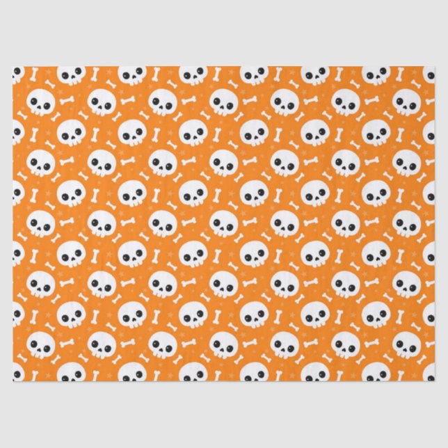 Cute Skull & Bones Halloween Pattern Tissue Paper (Front)