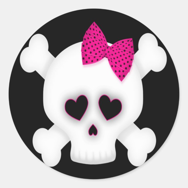 Cute Skull Classic Round Sticker (Front)
