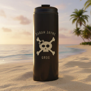 Cute Skull & Crossbones Pirate Name Thermal Tumbler
