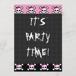 cute skull crossbones punk goth party invitation