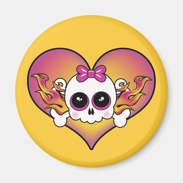 Cute Skull Heart Magnet (Front)