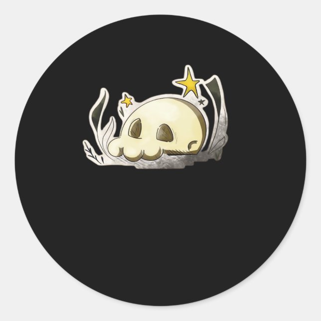 Cute Skull Oversized Classic Round Sticker (Front)