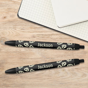 Cute Skull Pattern Black Personalised Pen