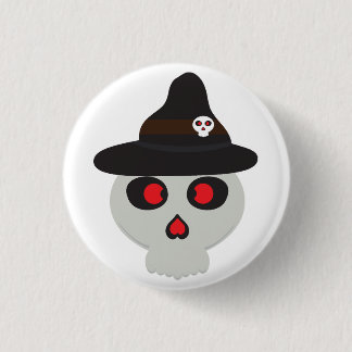 cute skull witch cartoon 3 cm round badge