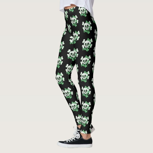 Cute  Skull with Shamrocks Leggings (Left)