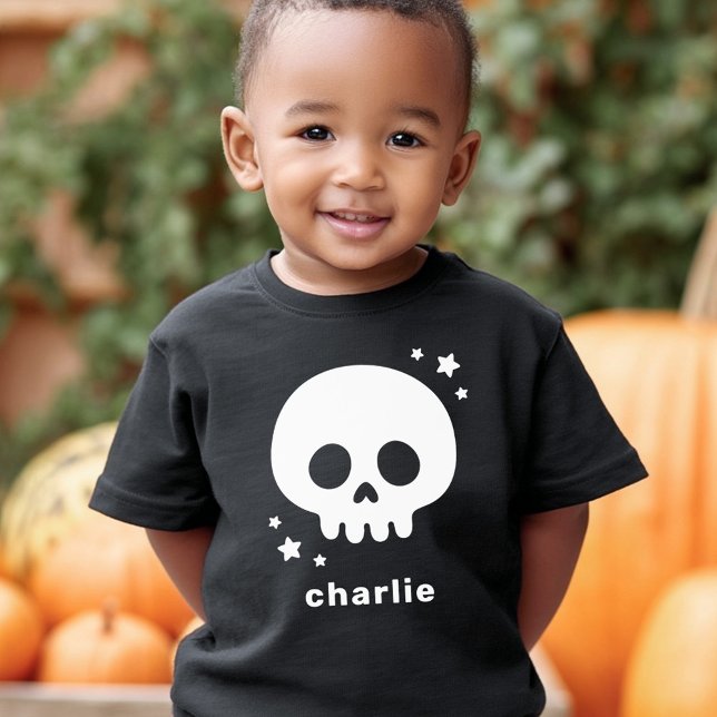 Cute skull with stars and name kids Halloween Toddler T-Shirt (Cute skull with stars and name kids Halloween Toddler T-shirt)