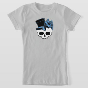 Cute Skull With Top Hat Rose Blue Bow