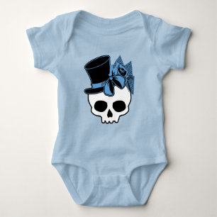 Cute Skull With Top Hat Rose Blue Bow