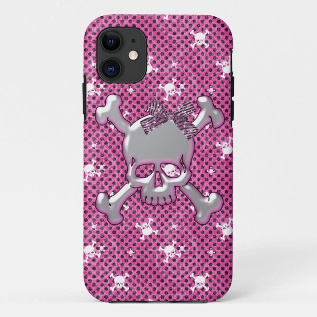 Cute Skulls & Polka Dots Pink iPhone 5 Case (Back)