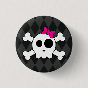 Cute Skully and Argyle Button