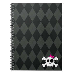 Cute Skully and Argyle Spiral Notebook