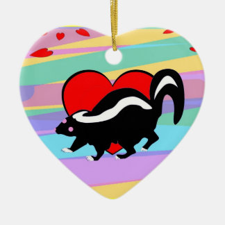 Cute Skunk Heart. Happy Anti-Valentines Day! Ceramic Tree Decoration