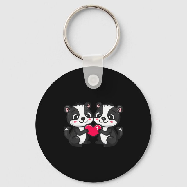 Cute Skunk In Love Couple Heart _ Valentines Day  Key Ring (Front)