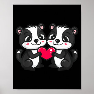 Cute Skunk In Love Couple Heart _ Valentines Day  Poster