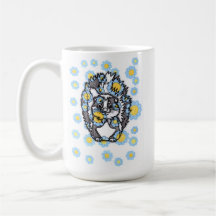 Cute Skunk with Blue Flowers Ceramic Coffee Mug
