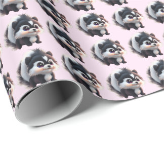 Cute skunk woodland animals forest friends wrapping paper