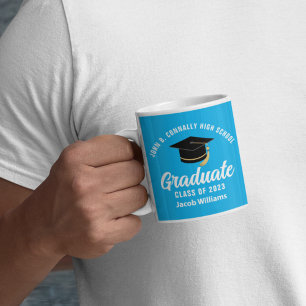 Cute Sky Blue Graduate Customised Graduation Coffee Mug