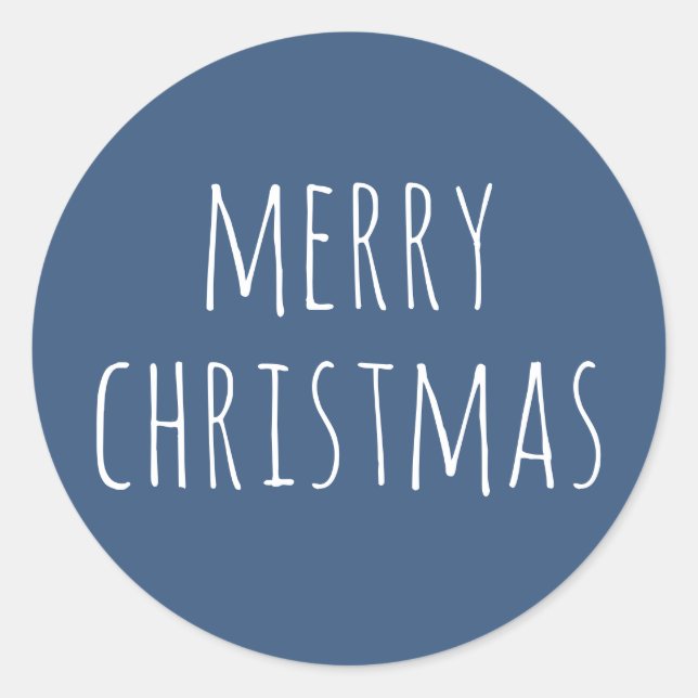 Cute Slate Blue Winter | Cosy Christmas Holiday Classic Round Sticker (Front)