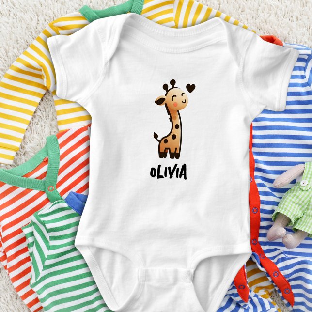 Cute Sleek Giraffe Personalised Baby Bodysuit (Creator Uploaded)