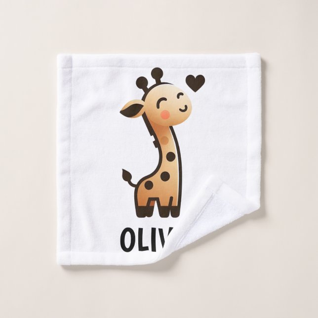 Cute Sleek Giraffe Personalised Wash Cloth (Wash Cloth)