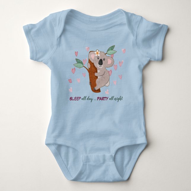 Cute Sleep All Day Koala Bear Baby Bodysuit (Front)