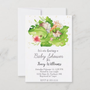 Cute sleeping animals invitation
