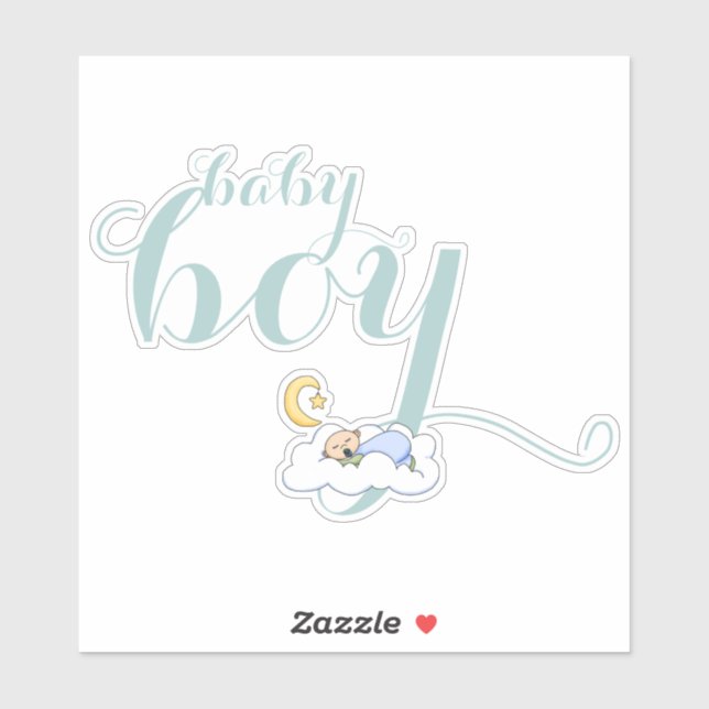 Cute sleeping baby boy blue typography nursery (Sheet)