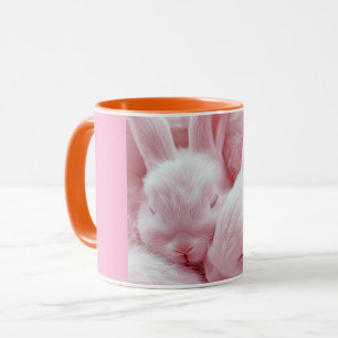Cute Sleeping Baby Bunny Pink Mug Adorable Rabbi