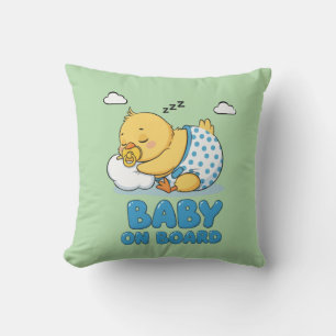Cute Sleeping Baby Chick 'Baby on Board' Car Sign Cushion