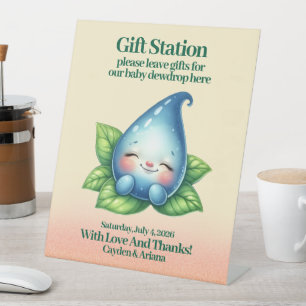 Cute Sleeping Baby Dewdrop Baby Shower Gifts Pedestal Sign