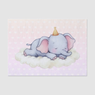 Cute Sleeping Baby Elephant Baby Shower Tissue Paper