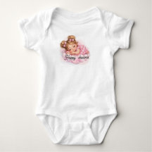Cute Sleeping Baby Girl on Pink Cloud Art