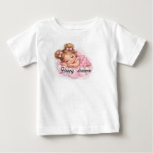 Cute Sleeping Baby Girl on Pink Cloud Art