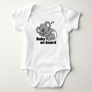 Cute Sleeping Baby Koala Bear Baby on Board Car Bodysuit