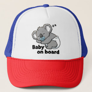 Cute Sleeping Baby Koala Bear   Baby on Board Car  Trucker Hat