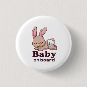 Cute Sleeping Baby Monkey "Baby on Board" Car  3 Cm Round Badge