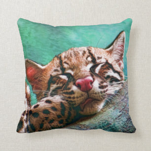 Cute Sleeping Baby Ocelot Kitten Cushion