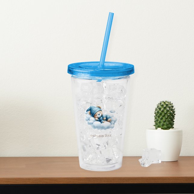 Cute Sleeping Bear Acrylic Tumbler Baby Shower (Creator Uploaded)