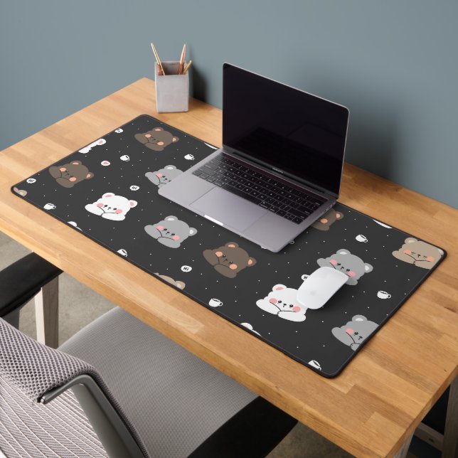 Cute Sleeping Bears Seamless Pattern in Neutral Co Desk Mat (Office 2)