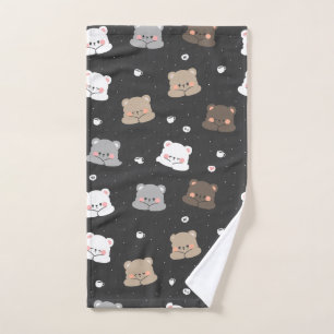 Cute Sleeping Bears Seamless Pattern in Neutral Co Hand Towel