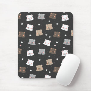 Cute Sleeping Bears Seamless Pattern in Neutral Co Mouse Pad