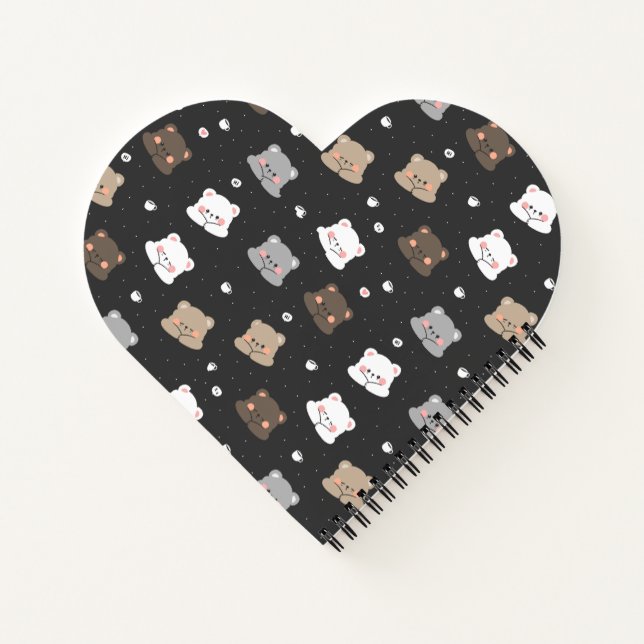 Cute Sleeping Bears Seamless Pattern in Neutral Co Notebook (Back)
