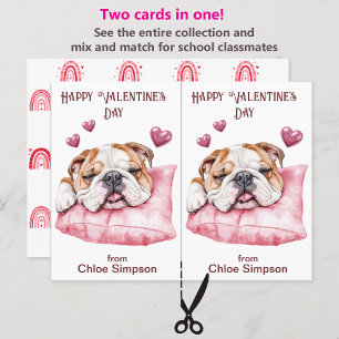 Cute Sleeping Bulldog Kid's Valentine Party Card