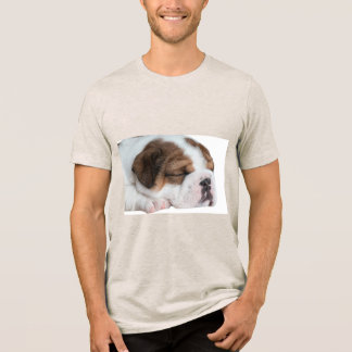 Cute Sleeping Bulldog Puppy Tri-Blend Shirt