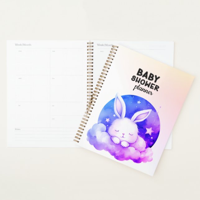 Cute Sleeping Bunny Baby Shower Planner (Display)