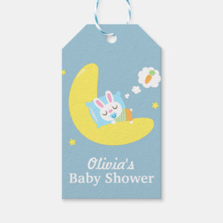 Cute Sleeping Bunny on Moon Baby Shower Gift Tags