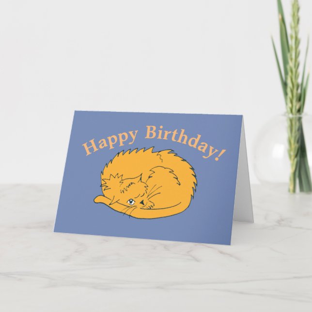Cute Sleeping Cat Birthday Card (Front)