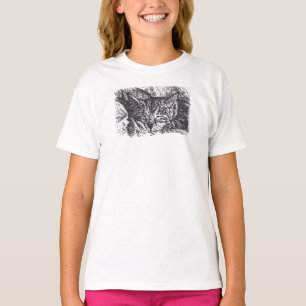 Cute Sleeping Cat Drawing T-Shirt