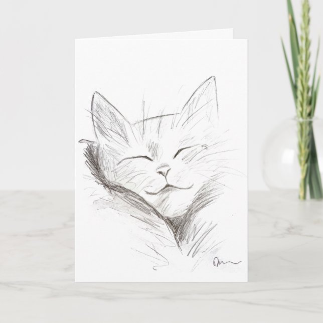 Cute Sleeping Cat Greeting Card (Front)